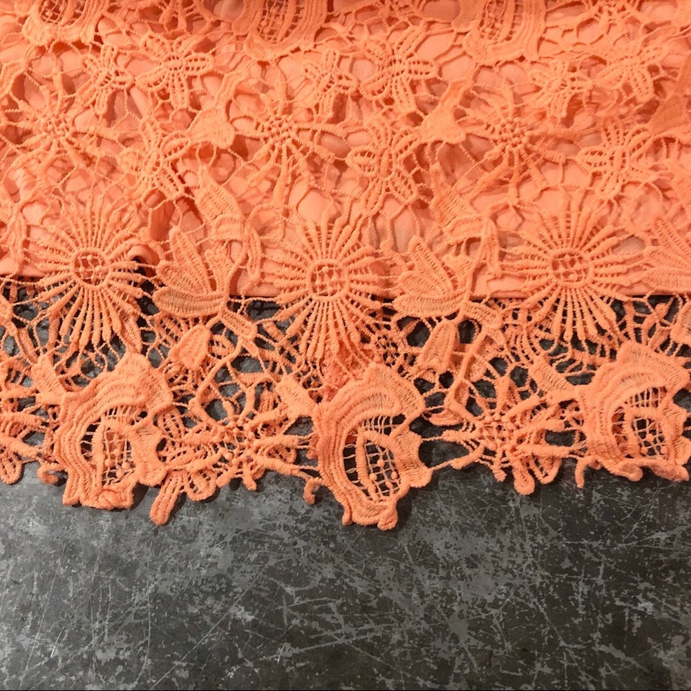 Coral Crochet Lace Halter Bodycon Mini Dress - Picture 7 of 9